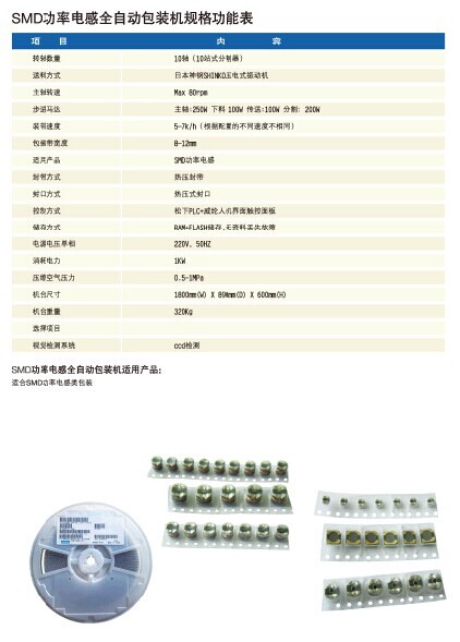 NR功率电感全自动测包机-规格表