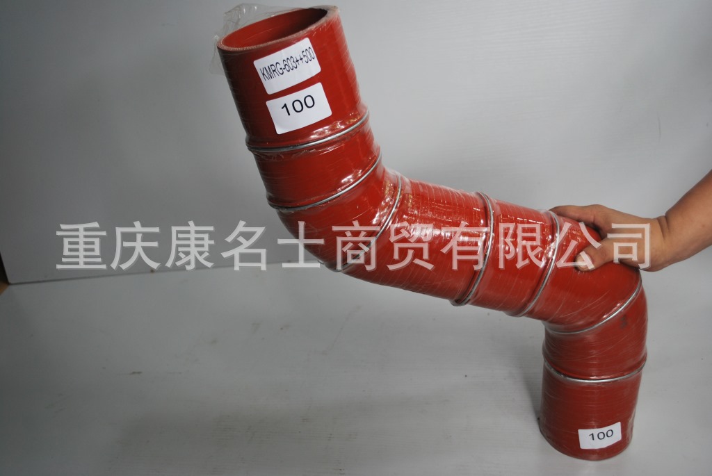 柔性高压胶管KMRG-603++500-弯管100X100弯管-内径100X硅胶管 耐高温,红色钢丝7凸缘7Z字内径100XL660XL580XH360XH460-7