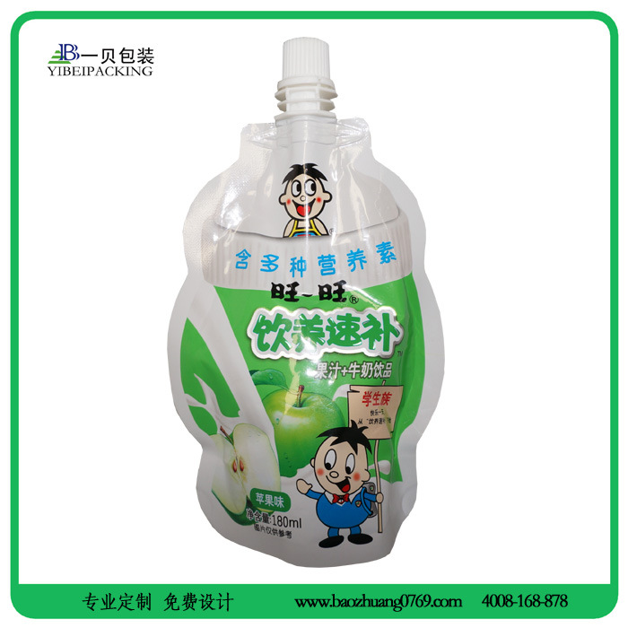 婴幼儿鲜奶自立吸嘴袋,可循环利用自立拉链吸嘴袋