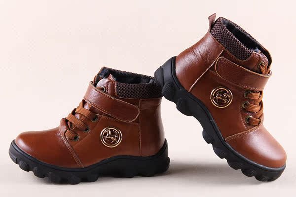 童靴真皮冬季新款加绒保暖童鞋时尚儿童雪地中童棉鞋批发代发3887