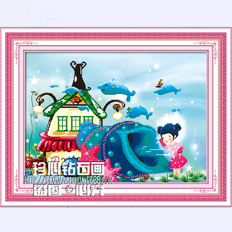 钻石画 听海5D6d立体钻石画 钻石十字绣厂家