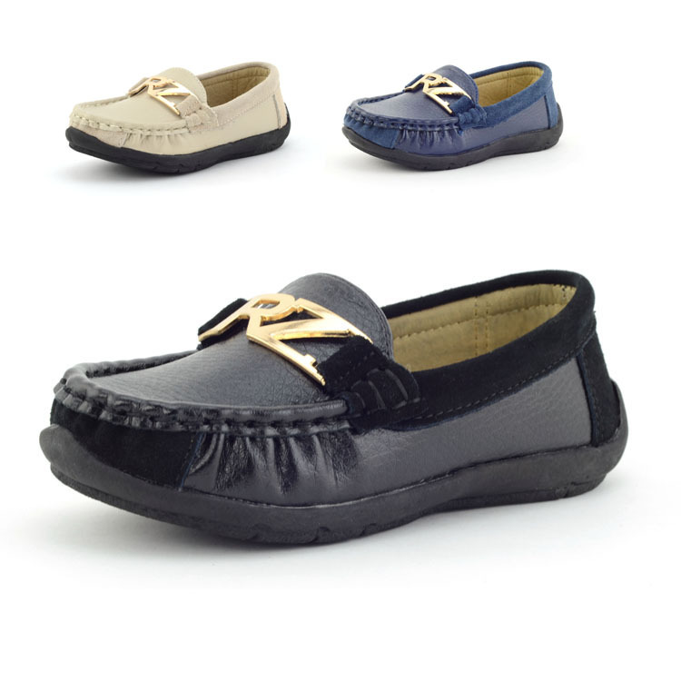 睿足品牌真皮儿童豆豆鞋韩国男童女童牛皮时尚单鞋工厂一件代发