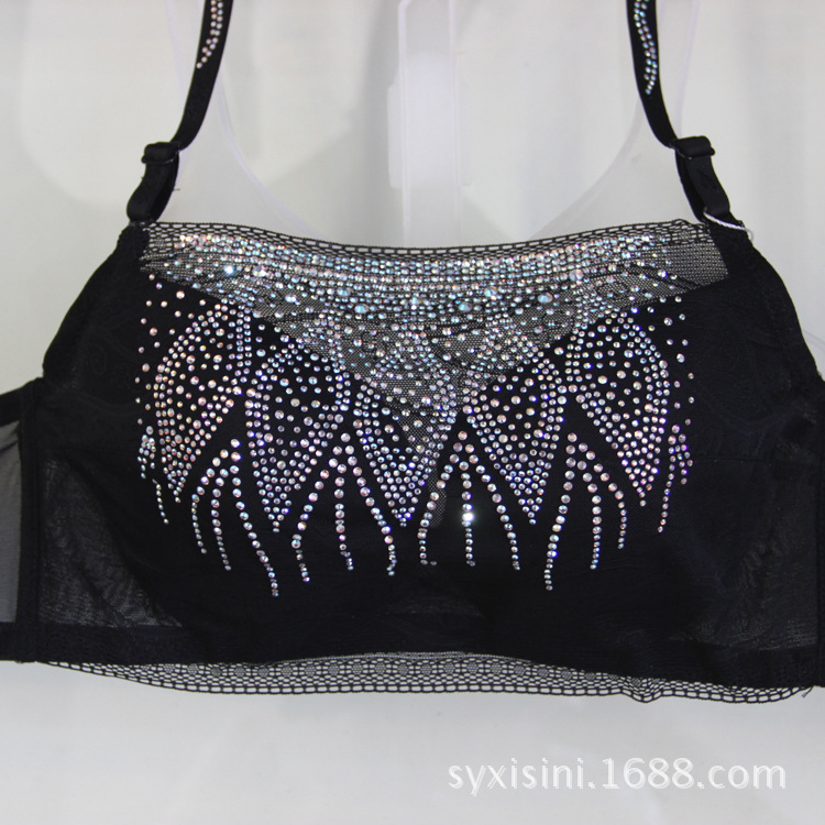 镶钻彩钻亮钻<em>抹胸</em>式<em>文胸</em>带<em>钻</em>水钻防走光聚拢胸