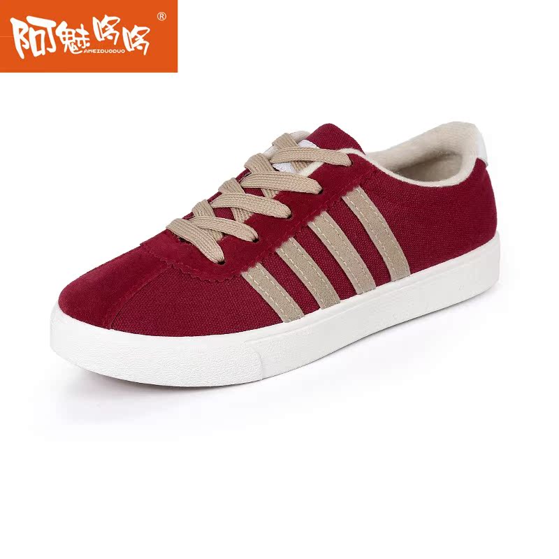 2014春季韩式帆布鞋女 系带学生休闲鞋 新款运