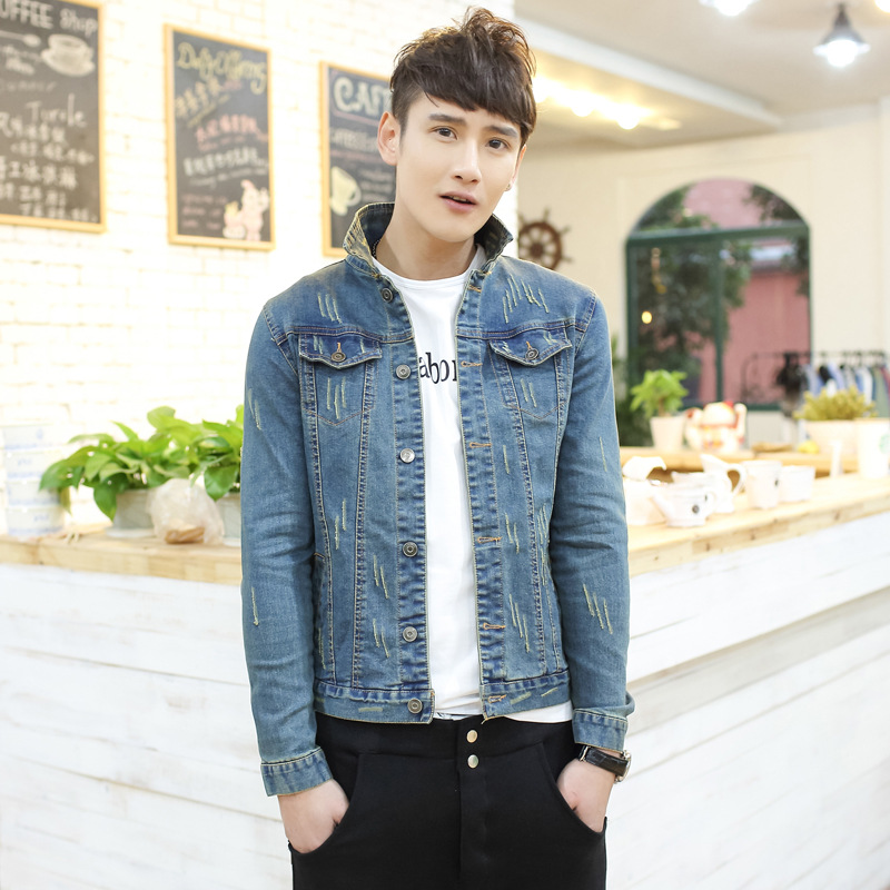 2014<em>男士外套春秋</em>装 <em>青年</em> jacket牛仔水洗工装