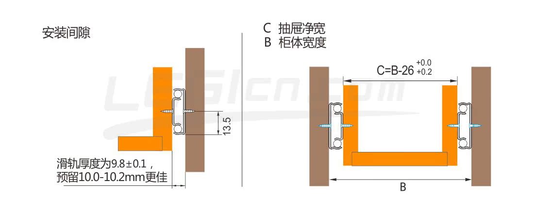 27宽钢珠滑轨安装孔位