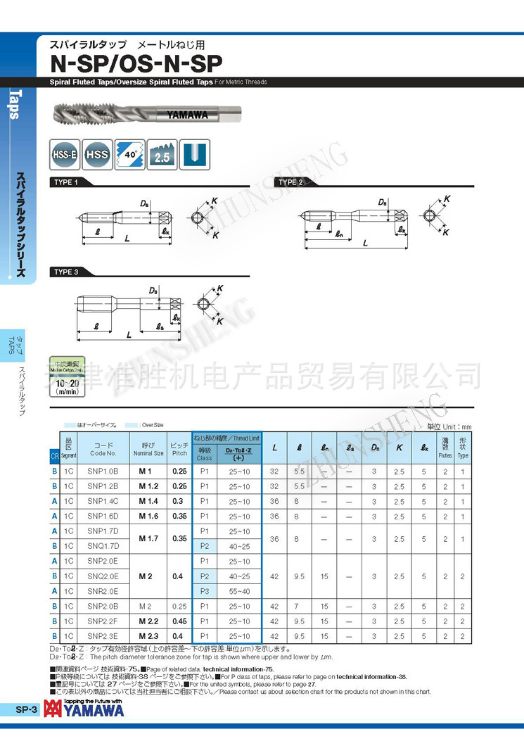 N-SP公制螺旋丝攻