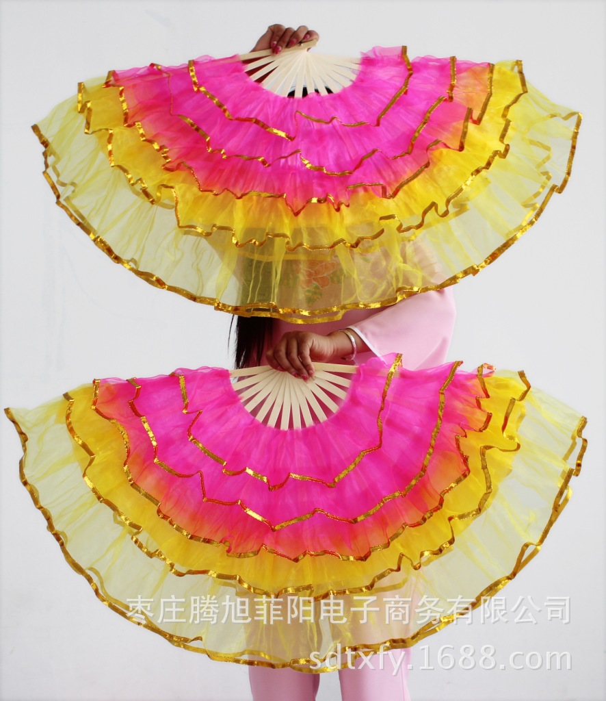 舞蹈纱扇 水晶纱封金边