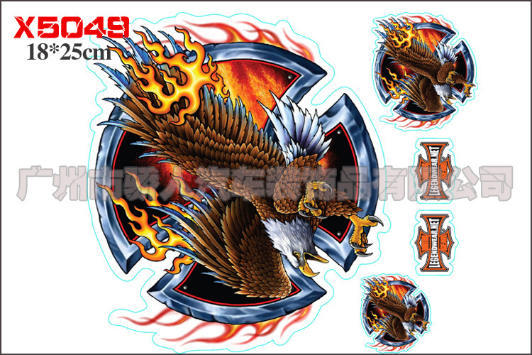 车身贴-摩托车汽车车贴踏板车贴纸火焰骷髅狼