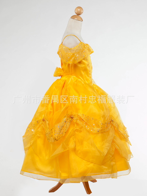 2014款儿童黄色公主裙 儿童婚纱裙 图片