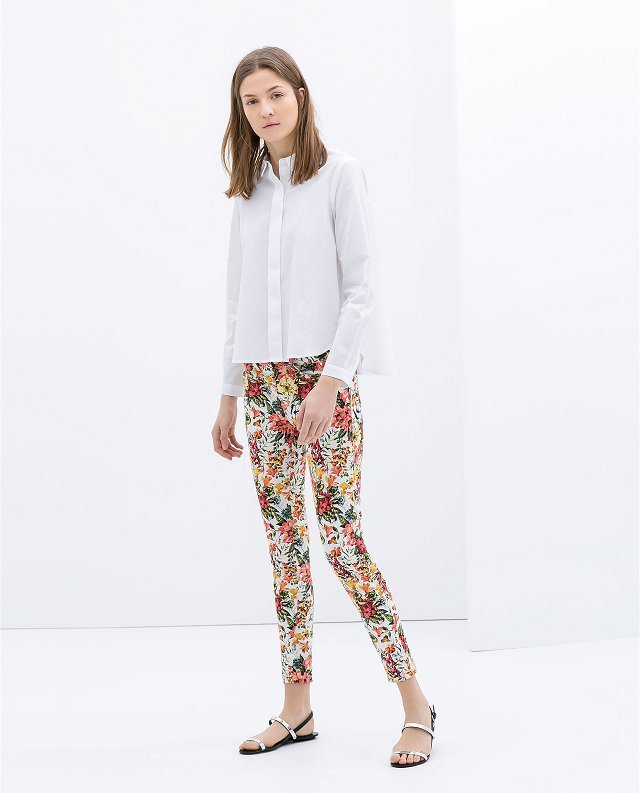2014欧美春季新款 时尚花朵<em>印花女式小脚裤</em> 女