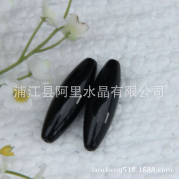 厂家直销彩色,12x40mm有孔椭圆水晶玻璃珠