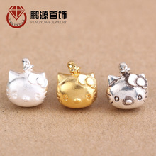 925纯银泰银 个性手工diy搭配 hellokitty头像配件小挂件 c50
