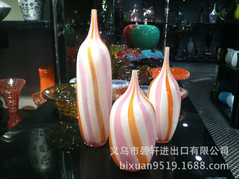 【bixuan碧轩---玛丽洛简约现代玻璃花瓶条纹花