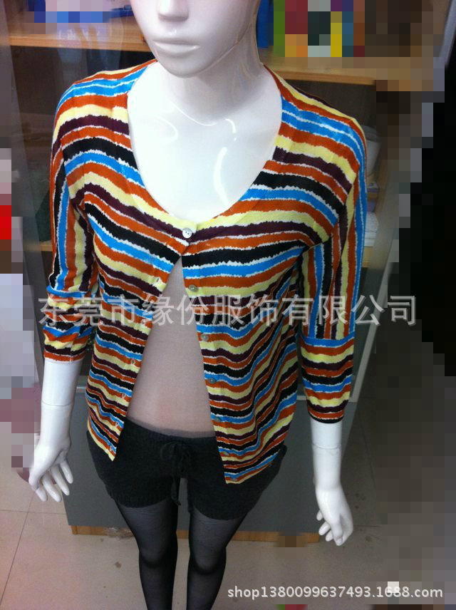 气质款 <em>夏</em> 女款<em>七分袖</em>亚麻<em>针织</em>对襟空调<em>开衫</em> 印