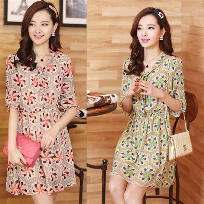 2014春夏装新款<em>女装时尚韩版女装</em>修身碎花雪