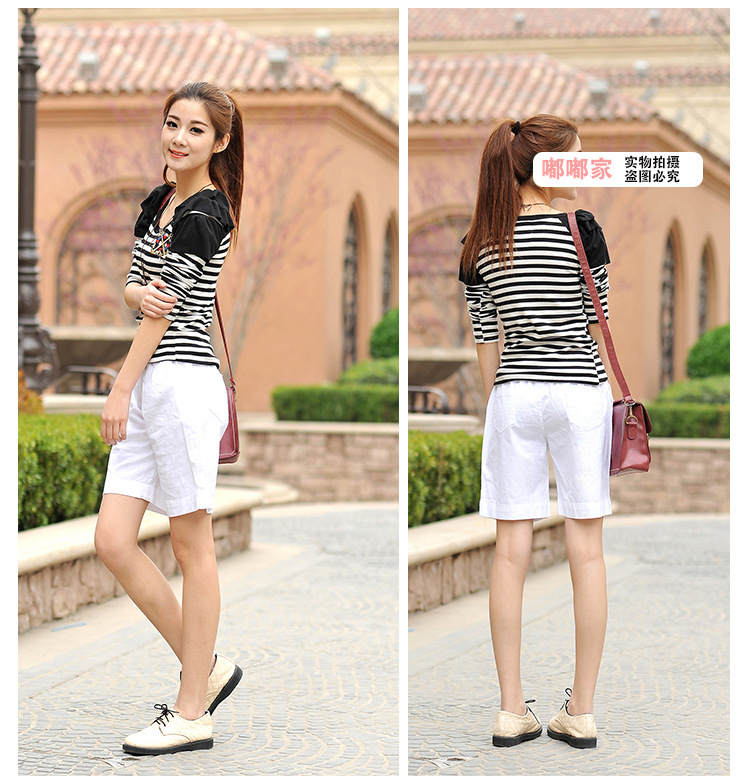 韩版夏季糖果色宽松大码五分裤直筒<em>女式</em>休闲裤