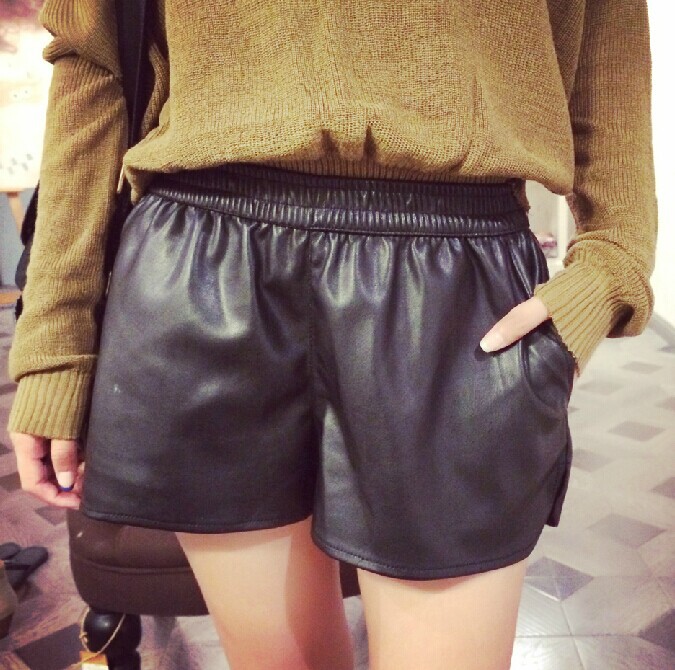 港味显瘦女式大号休闲<em>短裤女子皮短裤</em>女版短裤