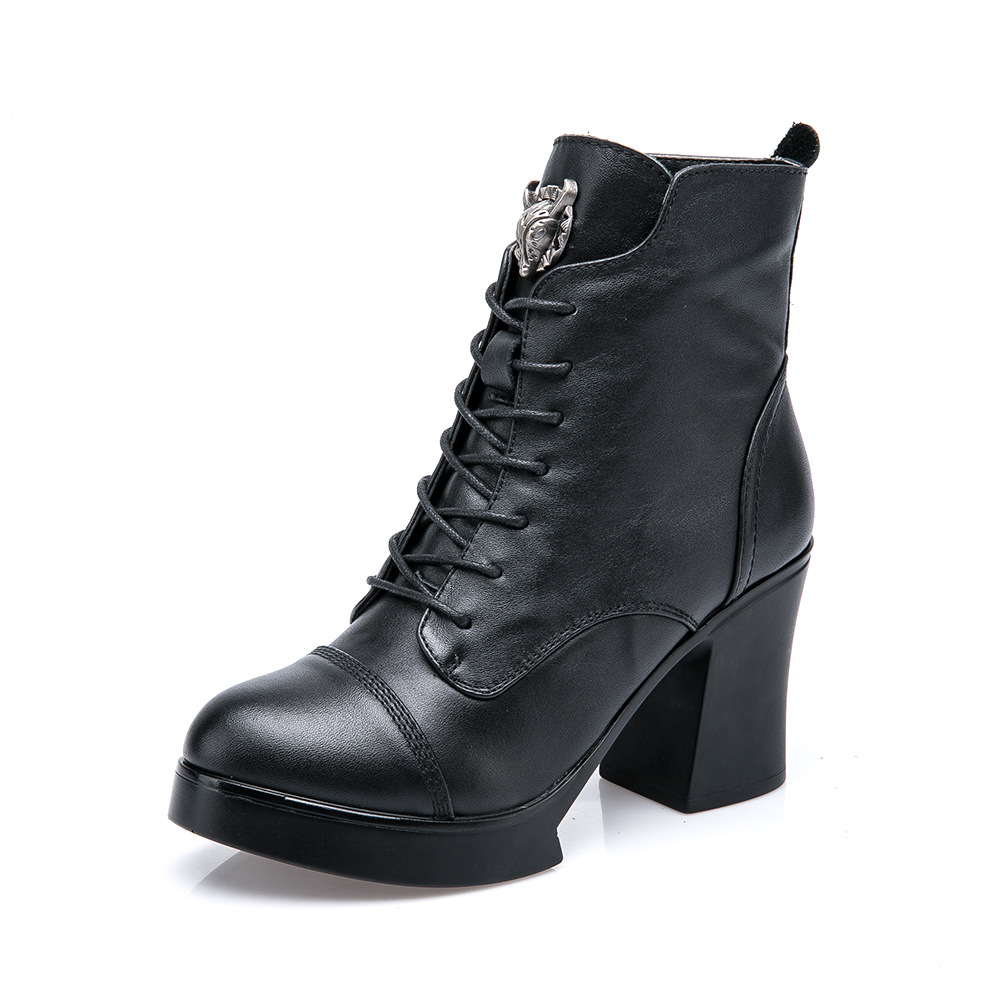 2014冬季新款休闲单靴,气质中跟女靴色牛皮马丁靴厂家分销