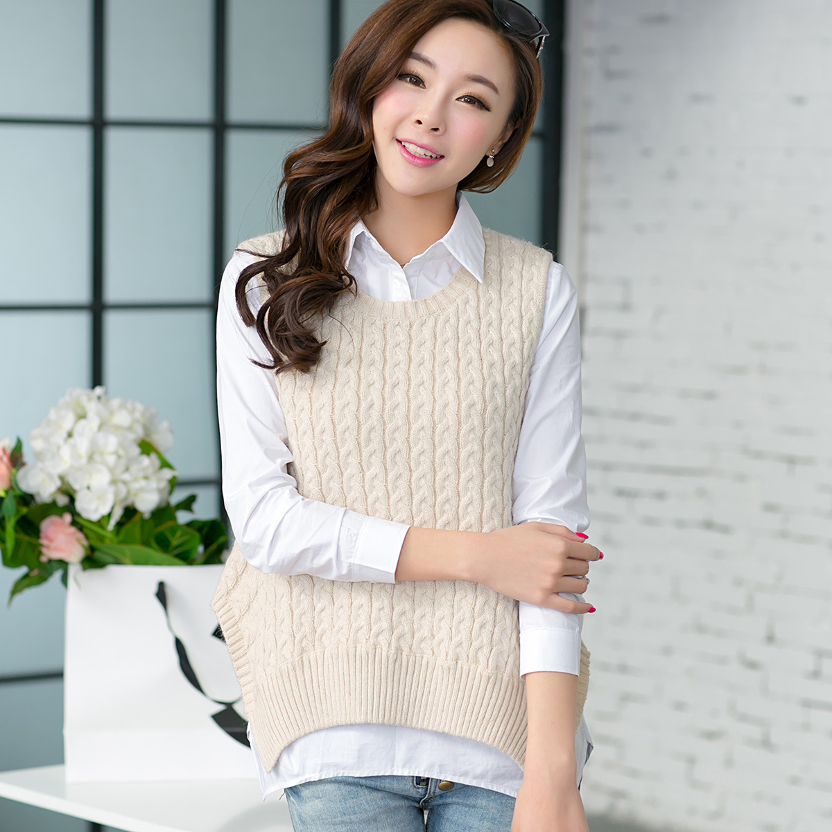 网店免费加盟2014<em>春天女装</em>长袖<em>衬衣</em> 两件套韩