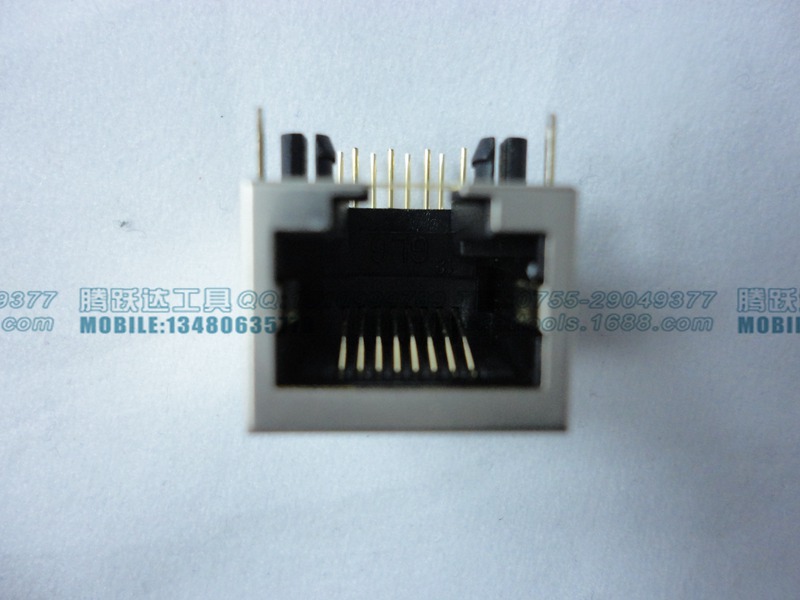 rj45插座 母座水晶头座 网线接口 18.5mm 卧式弯插 带屏蔽 铜壳