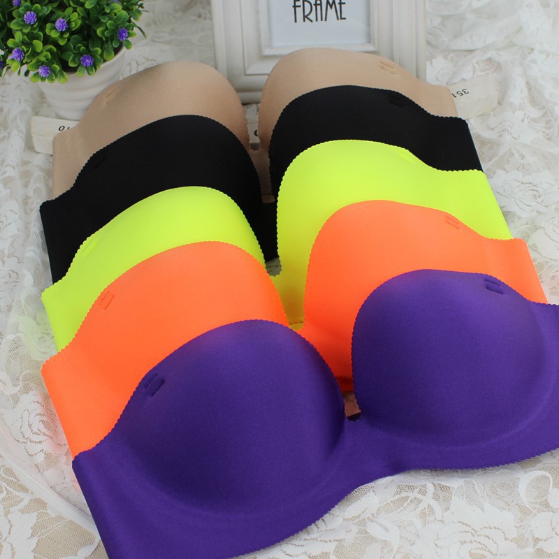 工厂直销批 荧光色露背<em>交叉</em>带<em>半杯文胸</em> <em>加厚</em>超