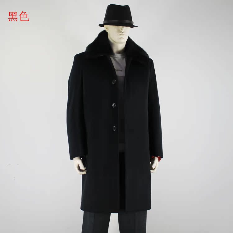 品牌<em>中老年风衣</em> <em>男式</em>加<em>长款</em>毛呢<em>大衣</em>高档男装