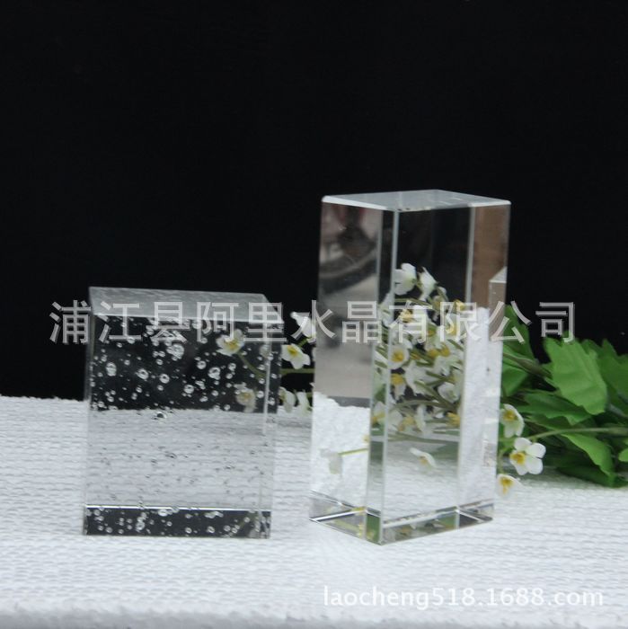浦江厂家供应透明水晶气泡方体白坯定做各种款式3D