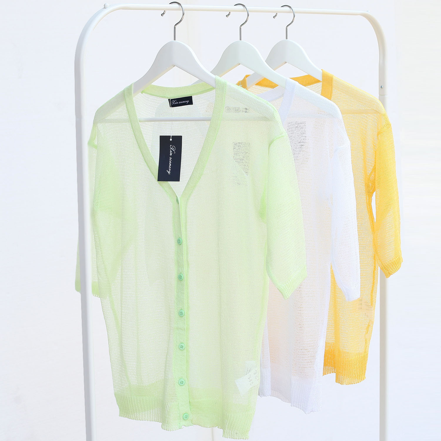 2014夏季女装宽松<em>大码</em>蝙蝠袖<em>冰丝开衫长袖</em>针