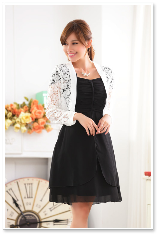 the fat Extra large Women's wear Plus Size Fattening Hollow flower Lace loose coat full dress Shawl Cardigan Little coat 9620