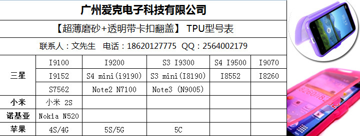 透明+磨砂 带卡扣翻盖型号