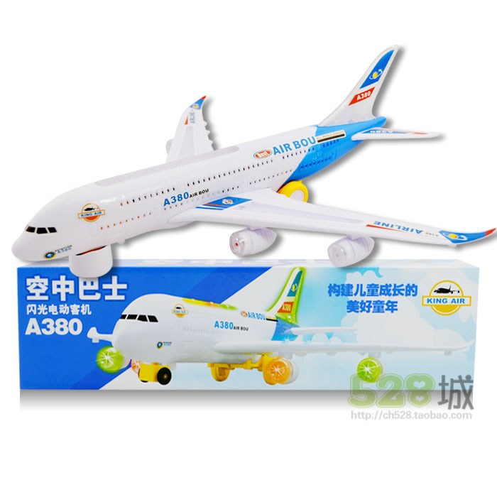 A380空中巴士,电动万向带音乐超炫灯光玩具飞机,拼装组装玩具批发
