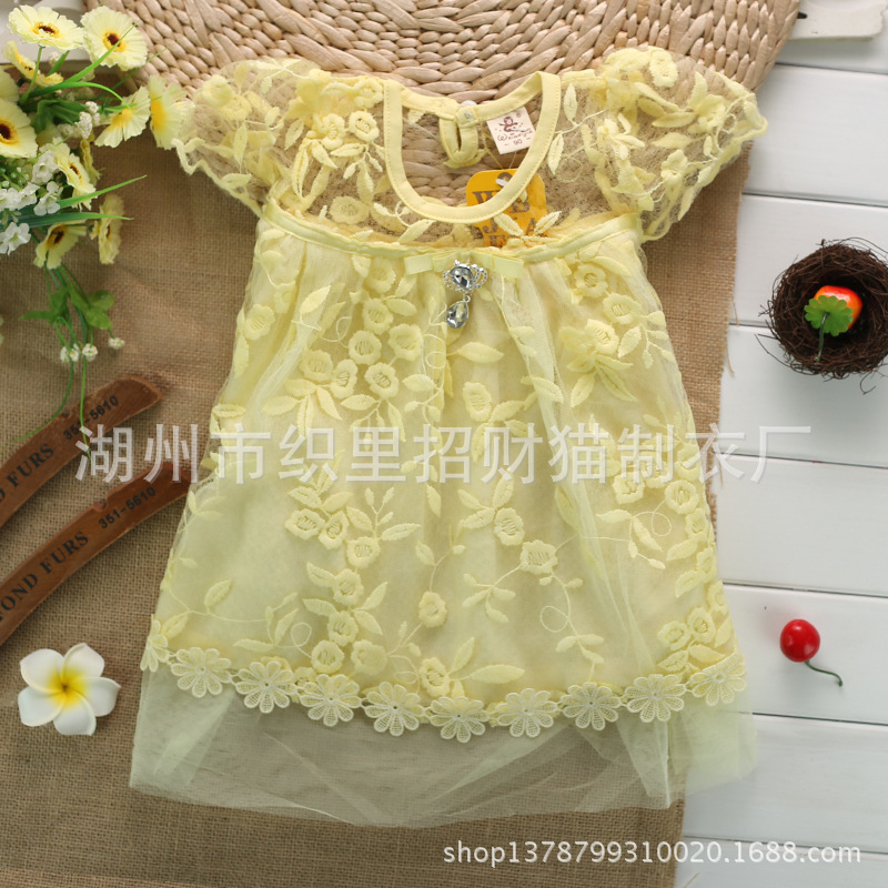 2014新款<em>夏装纯棉</em>t恤<em>裙装</em> <em>小童</em>女童款 蕾丝连衣