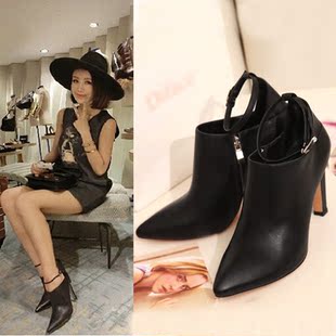 单鞋-2014年春款<em>女鞋</em>欧美超美<em>纯黑</em>百搭款真皮