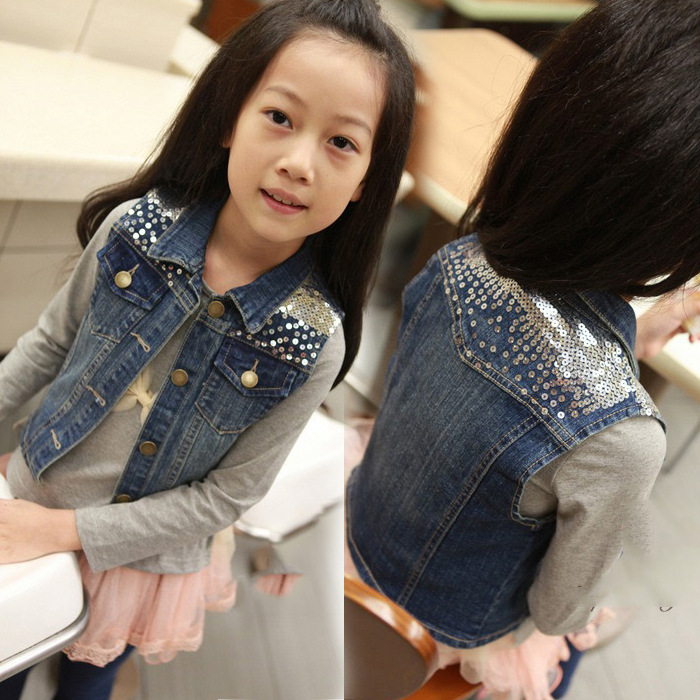 2014童装秋装新款<em>女童牛仔马甲背心</em>韩版童装
