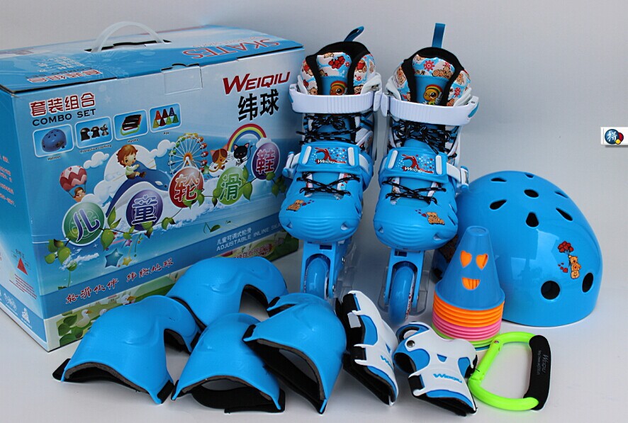 冰鞋-可调儿童休闲轮滑鞋QQ熊超级套装-冰鞋