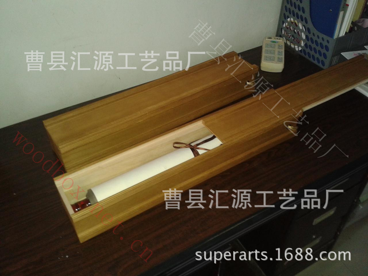 厂家木质长形书画盒,桐木画卷卷轴包装盒,抽拉礼画木盒