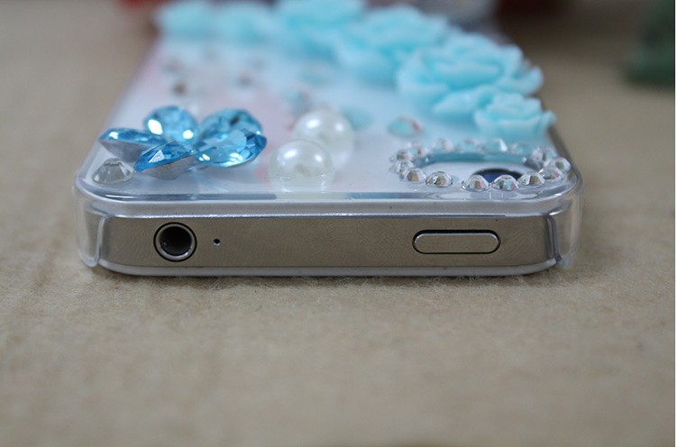 2013新款 ipone4玫瑰花水晶手机壳 贴钻手机套