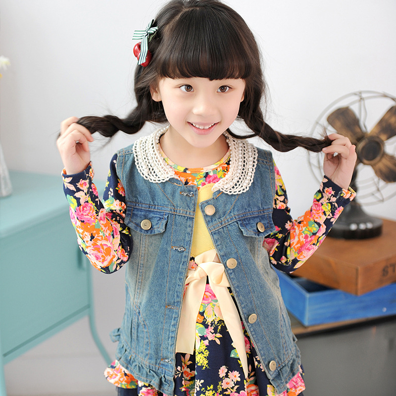 馨逸宝贝春季新款<em>童装批发</em> 女童珍珠钩花<em>马甲</em>