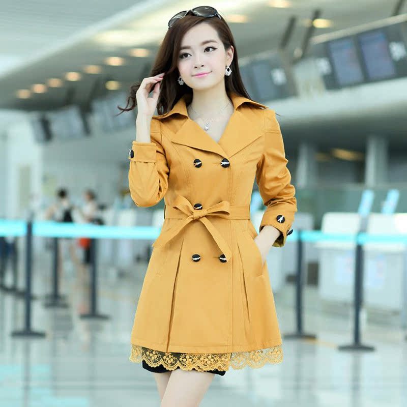 风衣女2014春秋装新女装春秋外套韩版修身蕾