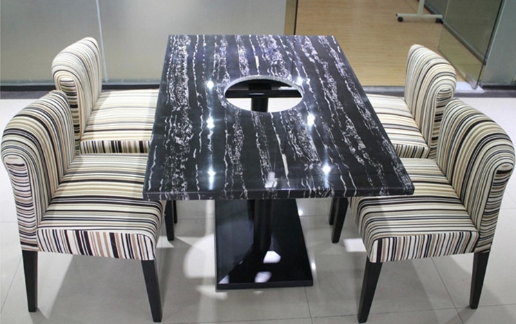 火锅桌 大理石电磁炉火锅桌椅韩式铸铁火锅桌