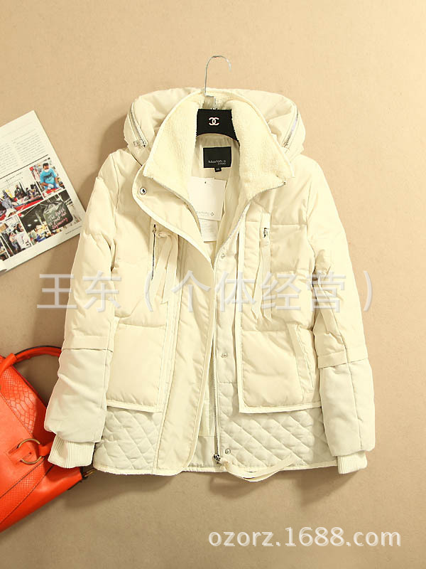 2014新款女装 时尚百搭 抗风防寒 羊羔毛领皮质