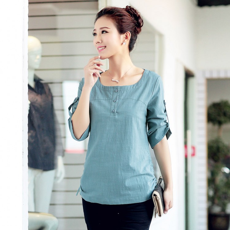 新品妈妈装休闲棉麻春秋<em>品牌</em>长袖<em>女装</em>中年<em>韩版</em>