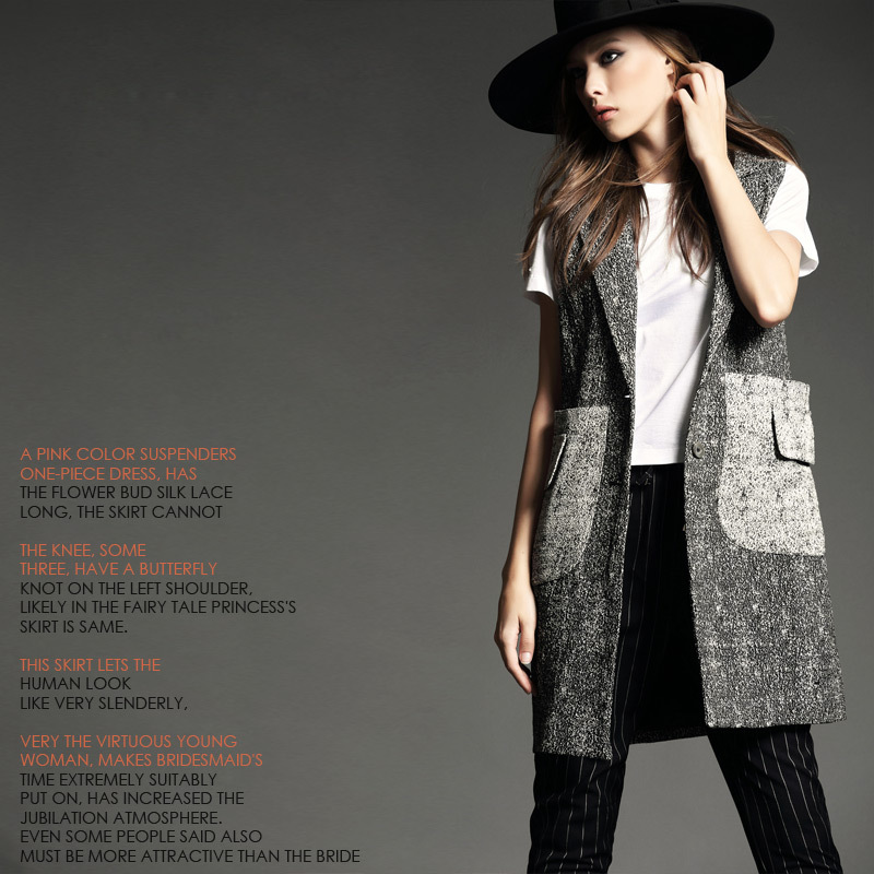 欧洲站2014秋季新品<em>女装</em> 单排两粒扣白黑麻点
