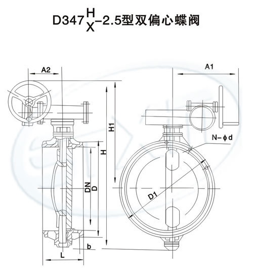 手轮式双偏心碳钢蝶阀福建厂家d347h