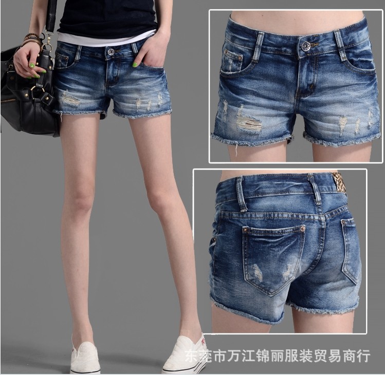 厂家<em>批发</em>低价<em>库存</em>服装 女装杂款<em>牛仔短裤</em> 外贸