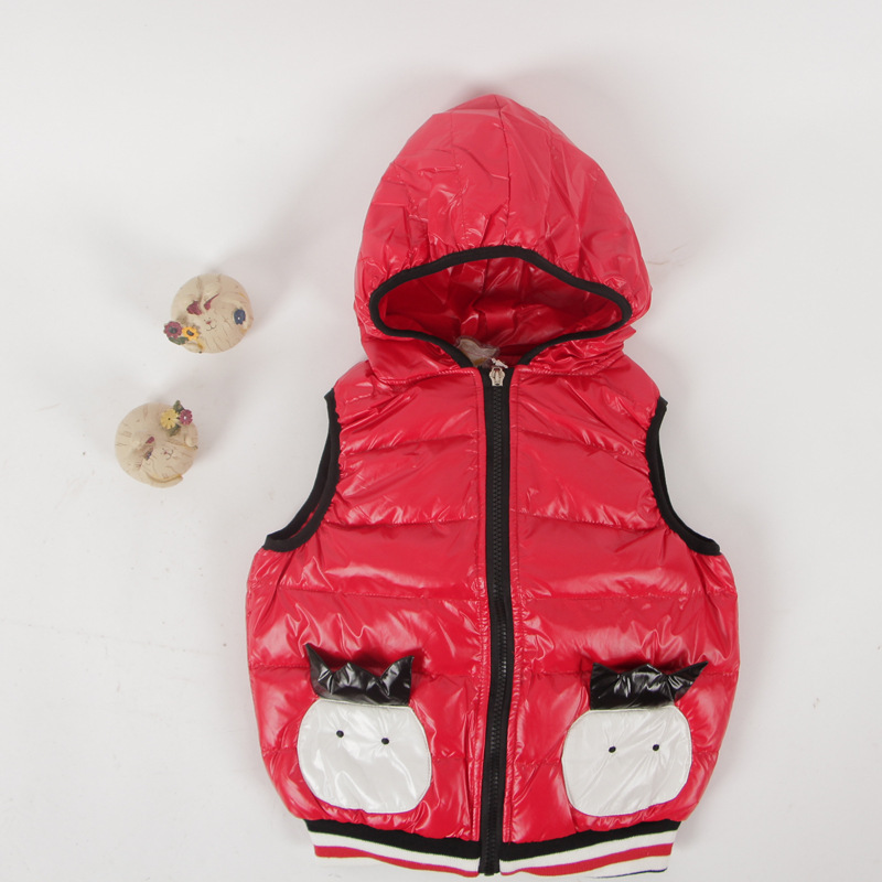 <em>厂家</em>直销 2014男女童休闲<em>卡通</em>笑脸<em>羽绒马甲</em>冬