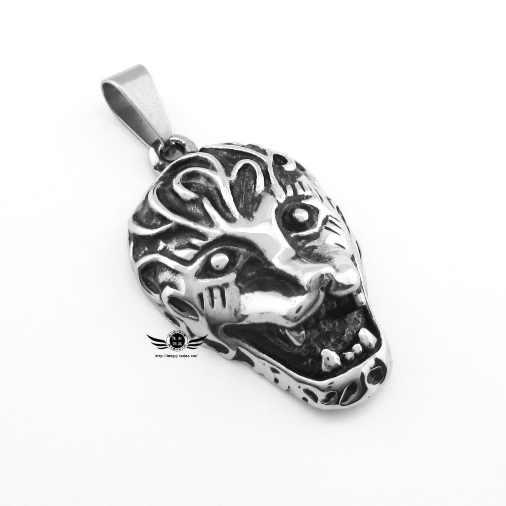 压铸野性豹头钛钢项链 欧美时尚个性男款动物 韩版不锈钢饰品