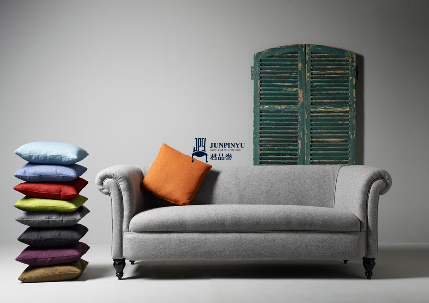 沙发类-简约风格双人位布艺沙发 颜色尺寸可定