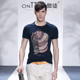 批发采购男式T恤-傲徒2014春夏新款男式印花